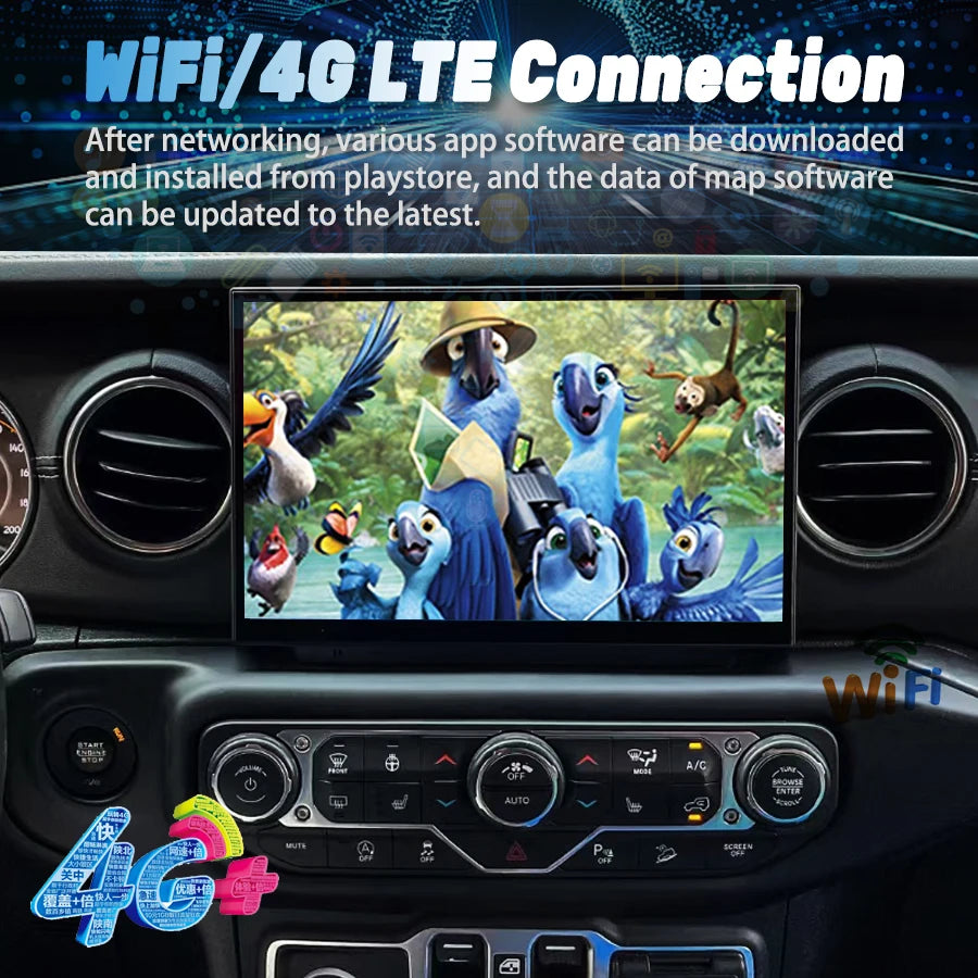 Radio multimedia para coche con Android de 11,5 pulgadas, reproductor de vídeo estéreo inalámbrico, Carplay, navegación GPS, DSP 4G, para Jeep Wrangler 2018-2022