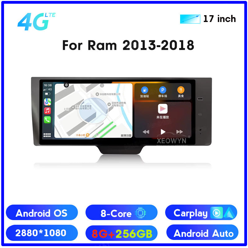 Dodge Ram 1500/2500/3500 | 2013–2018 | 17" Passenger Screen — Wireless CarPlay, 8-Core