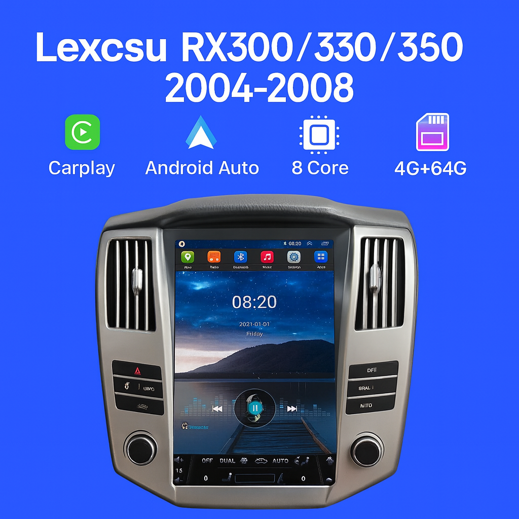 Lexus RX330 / RX300 (2004–2008) 12.1” Android 13 Tesla-Style Car Multimedia Player | Wireless CarPlay & Android Auto