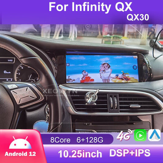 10.25" Android 12.0 6G 128G Car Radio Audio Player Multimedia For Infinity QX30 Q30 2013-2018 Headunit Wireless Carplay