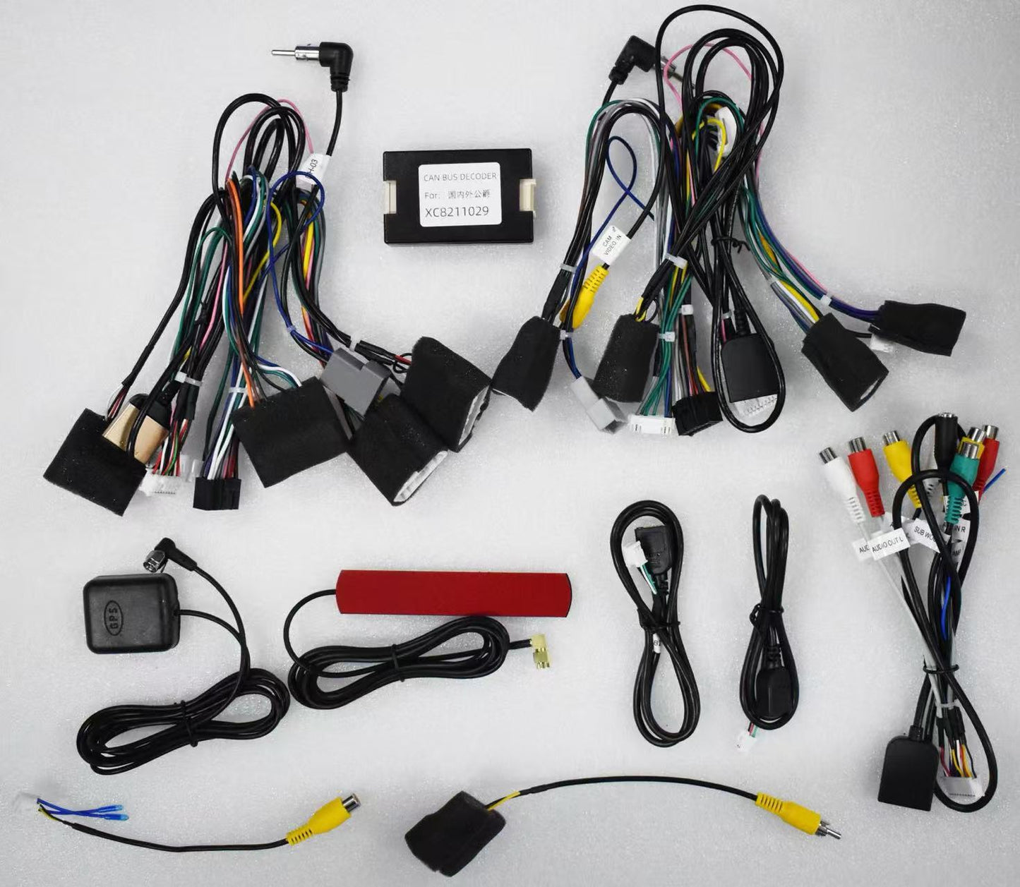 Complete installation package kit including GPS antenna RCA cables and harness for Nissan Teana J32