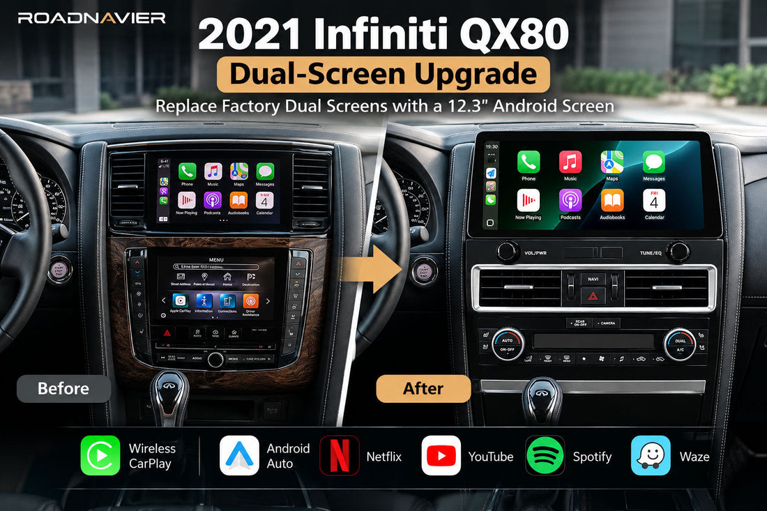 2021 Infiniti QX80 factory dual-screen to 12.3-inch Android screen upgrade