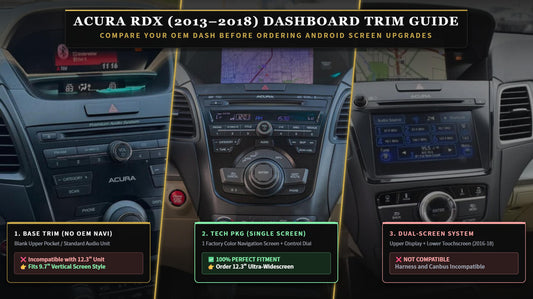 Acura RDX (2013–2018) Audio Trim Identification Guide: Base, Tech, and Advance Package Console Differences