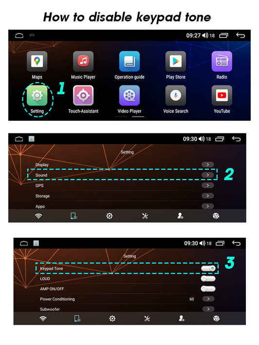 How to disable car android screen keypad beep tone