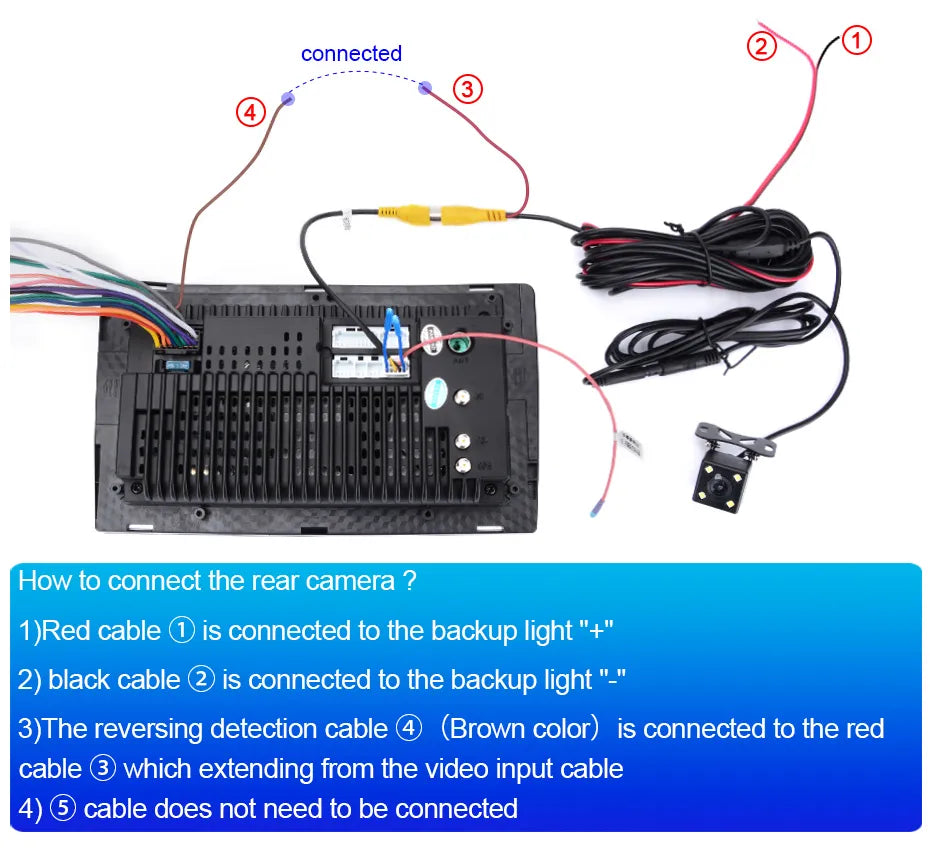 How to connect Roadnavier Aftermarket Rear camera