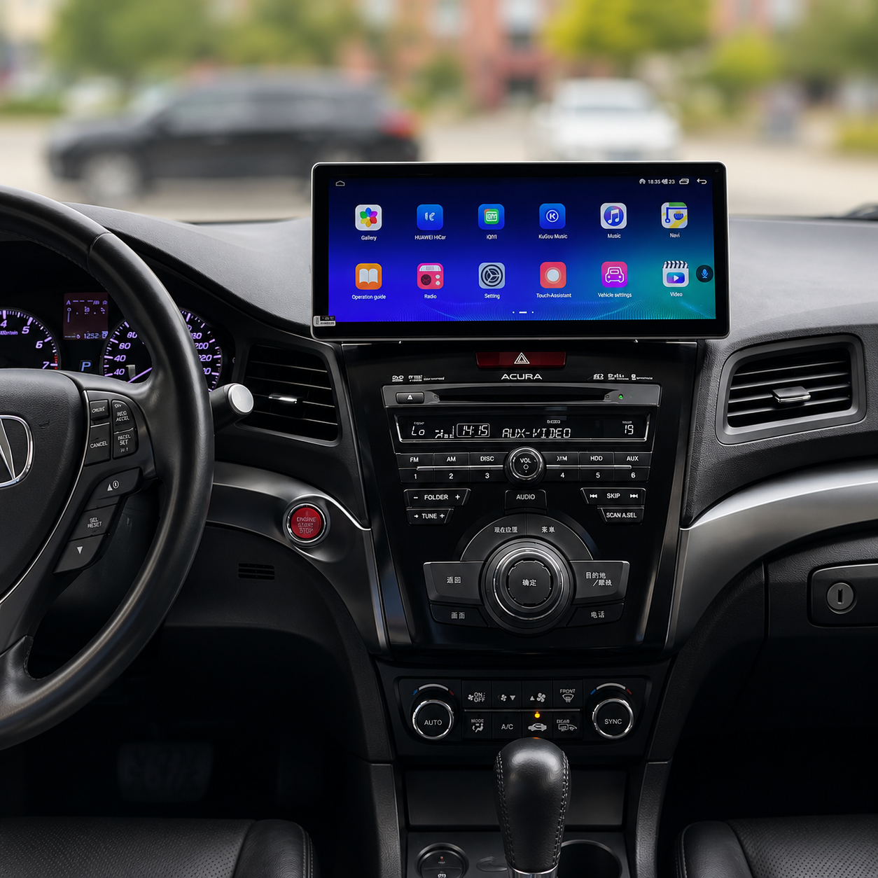 12.3-inch touchscreen Android car radio UI dashboard for Acura ILX 2013-2015 with Apple CarPlay and Android Auto support
