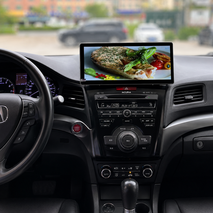 12.3-inch Android head unit installed in Acura ILX 2013-2015 displaying HD video playback