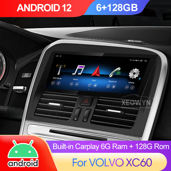 Radio de coche estéreo para Volvo XC60 2008-2017, Android 12 unidad principal pantalla táctil integrada Apple Carplay Andriod Auto DSP IPS Bluetooth navegación GPS (6+128GB) 