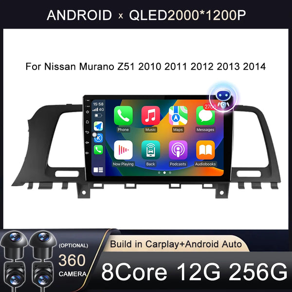 4G WIFI Car Radio For Nissan Murano Z51 2010-2014 Multimedia Stereo Video Player Navigation GPS Carplay Android Auto