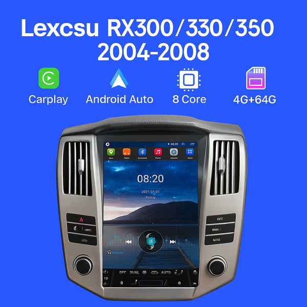 Lexus RX330 / RX300 (2004–2008) 12.1” Android 13 Tesla-Style Car Multimedia Player | Wireless CarPlay & Android Auto