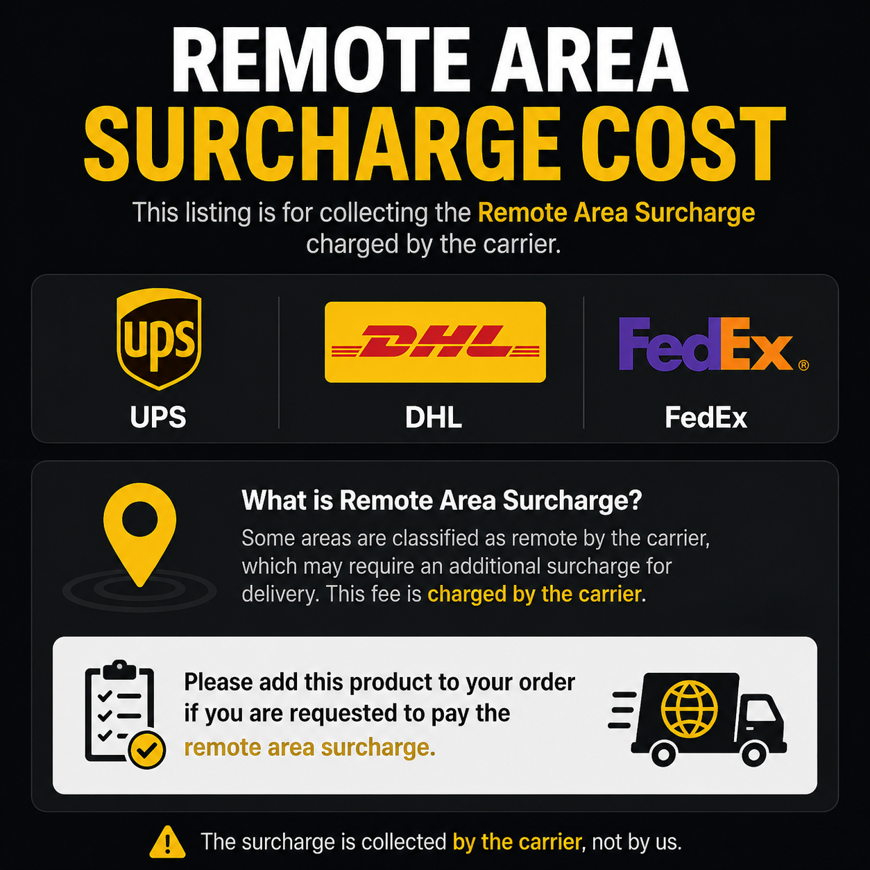 Remote Area Surcharge Cost  UPS  DHL FedEx