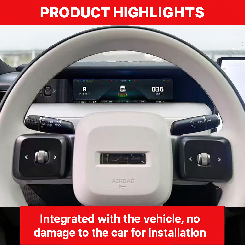 Modern UI with mileage and AC display