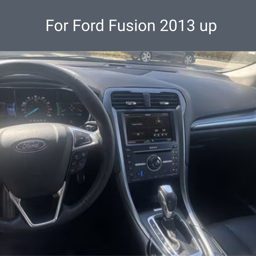 Roadnavier 12.1” CarPlay GPS screen installed in Ford Fusion interior