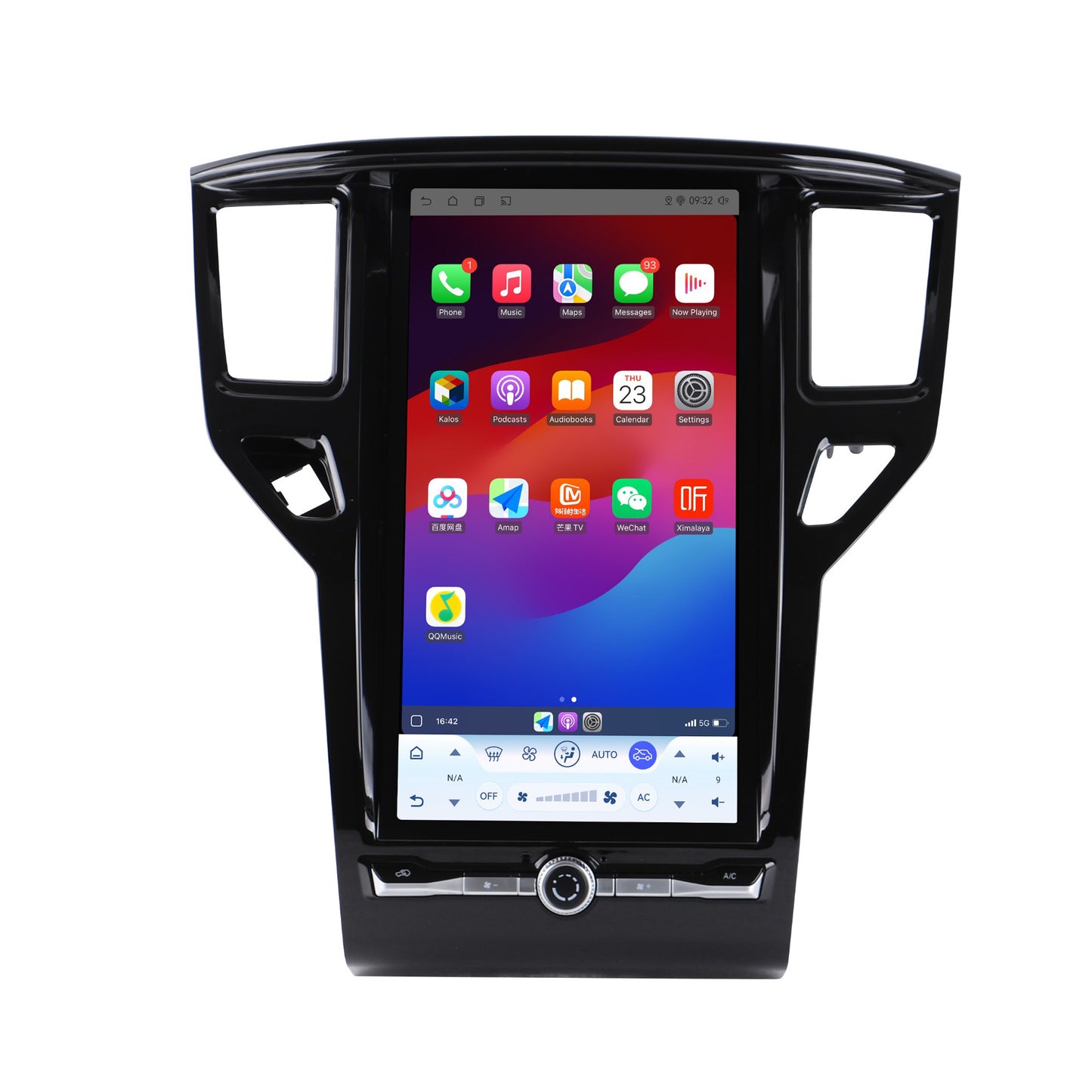 Roadnavier 14.8-inch Android 15 head unit installed in a 2014-2021 Nissan Pathfinder dashboard