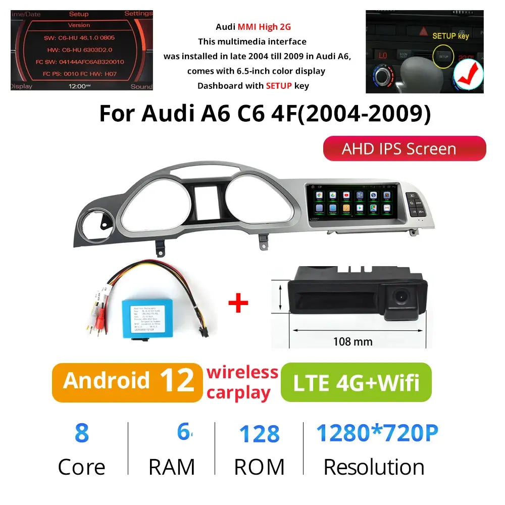 Audi A6 / A6L | 2006–2012 | 8.8" Android Screen — Wireless CarPlay & Android Auto