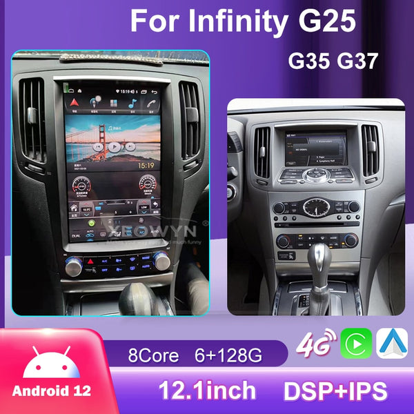 Para INFINITI G25/G37/G35/skyline370Gt/Nissan skyline250gt Android 12,0 Octa Core 6 + 128G Gps reproductor Multimedia carplay 