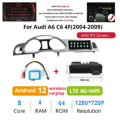 Audi A6 / A6L | 2006–2012 | 8.8" Android Screen — Wireless CarPlay & Android Auto