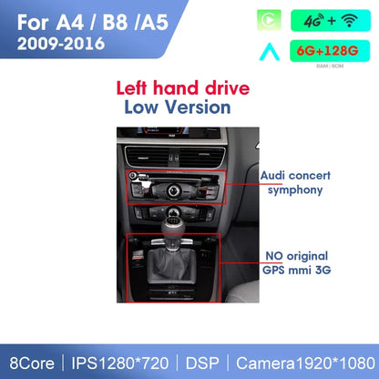Audi A4 / A5 | 2009–2016 | 8.8" Android Screen — Wireless CarPlay & Android Auto