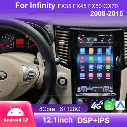 Infiniti FX35 FX45 FX50 QX70 2008-2019 Android 12.0 Octa Core Car Multimedia Player with Tesla-style Screen and Wireless CarPlay