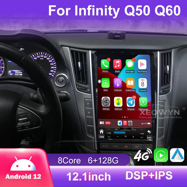 Para Infiniti FQ50 Q50L Q50S Q60 Q60s 2014-2019 Android 12,0 Octa Core 6 + 128G reproductor Multimedia para coche receptor estéreo Radio carplay 