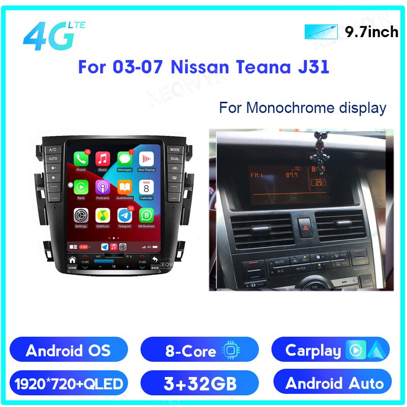 Android 12 8 Core 128g Autoradio GPS für Teana J31 2003 2004 2005 2007 230JK 230jm für Samsung SM5 SM7 Apple Carplay Auto 