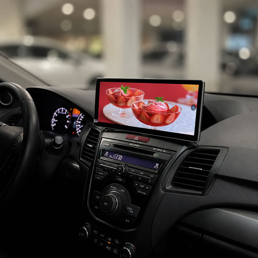 12.3 inch Android display touch screen installed in Acura RDX 2013-2018 center console playing high definition video