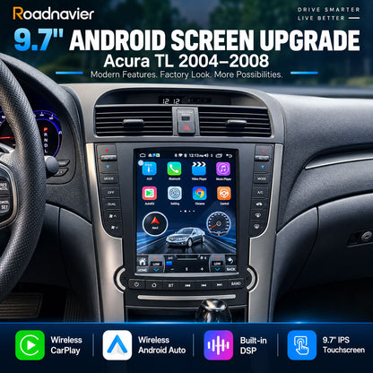Acura TL 2004-2008 9.7 inch Android screen upgrade with wireless CarPlay, Android Auto and physical buttons