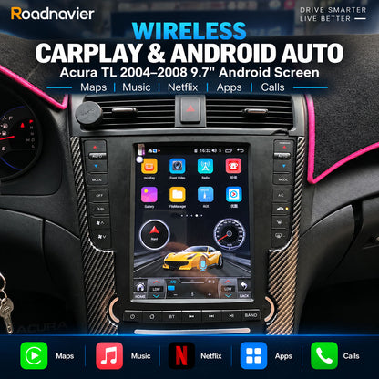 Acura TL 2004-2008 9.7 inch screen with wireless CarPlay, Android Auto, maps, music and apps