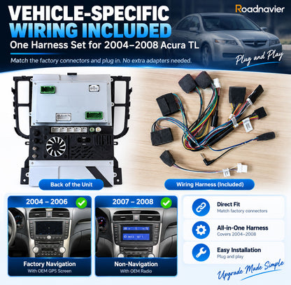 Acura TL 2004-2008 vehicle-specific plug-and-play wiring harness for 2004-2006 and 2007-2008 models