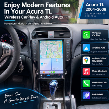 Acura TL 2004-2008 12.1 inch screen with wireless CarPlay, Android Auto, navigation and DSP