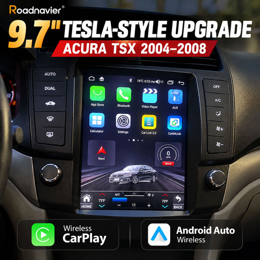 Acura TSX 2004-2008 9.7 inch Tesla-style Android screen with wireless CarPlay and Android Auto