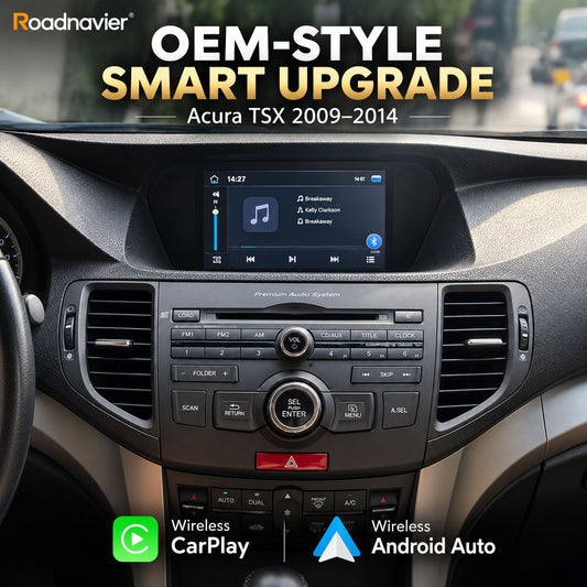 Acura TSX 2009-2014 OEM-style Android screen upgrade with wireless CarPlay and Android Auto