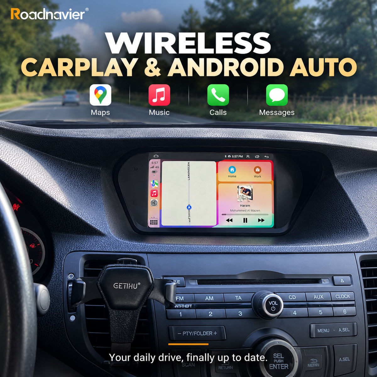 Acura TSX 2009-2014 wireless CarPlay and Android Auto with maps music calls and messages