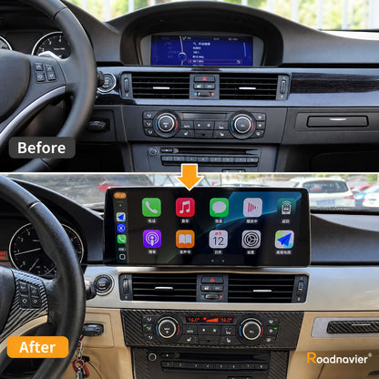 BMW 3 Series E90 E91 E92 E93 before and after 12.3 inch Android screen upgrade