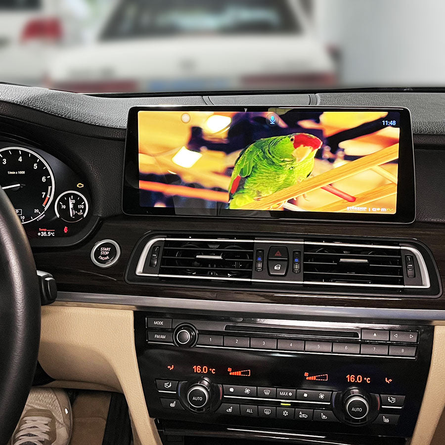 High definition video playback on ultrawide Android multimedia screen for BMW 7 Series