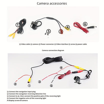 Car rear view camera complete accessories and step-by-step installation wiring diagram