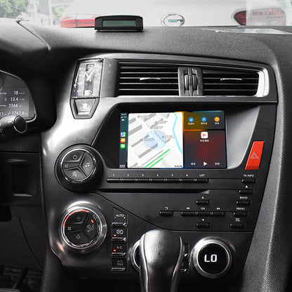 Citroen DS5 dashboard installed with Roadnavier Android multimedia screen displaying Apple CarPlay split-screen navigation