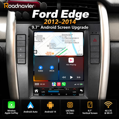 Ford Edge 2012–2014 9.7-inch Android 14 screen upgrade with wireless Apple CarPlay and Android Auto