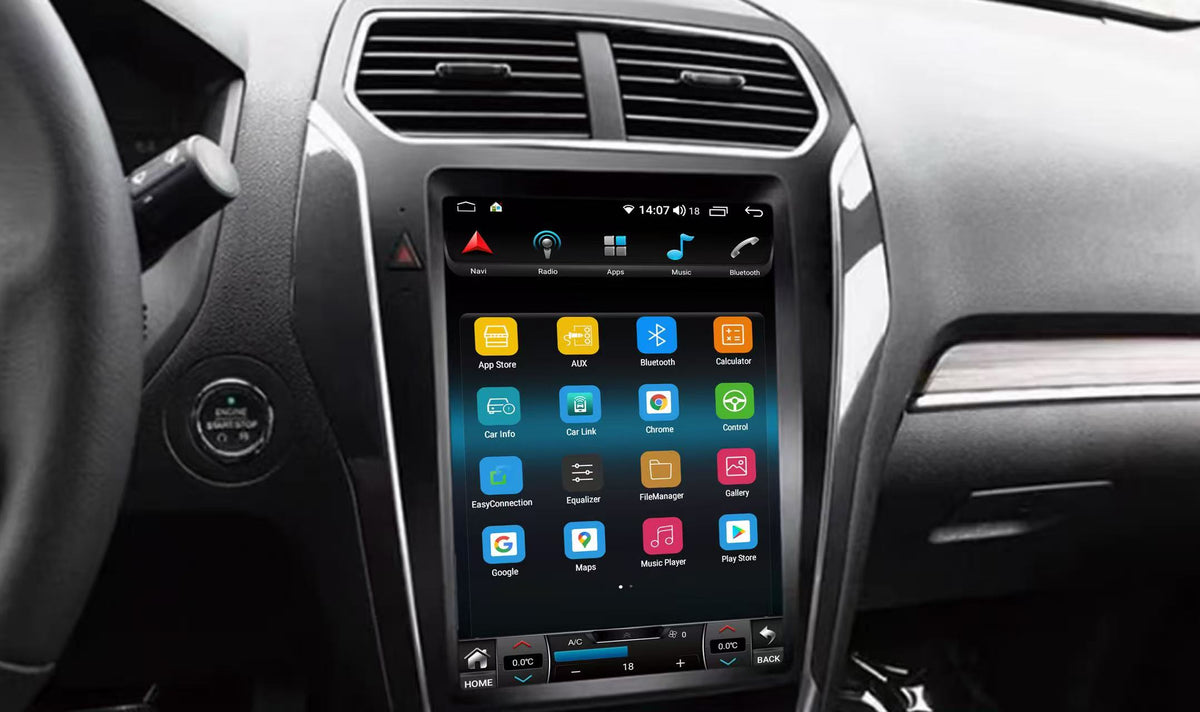 12.1-inch Android 14 vertical screen installed in Ford Explorer 2011–2019
