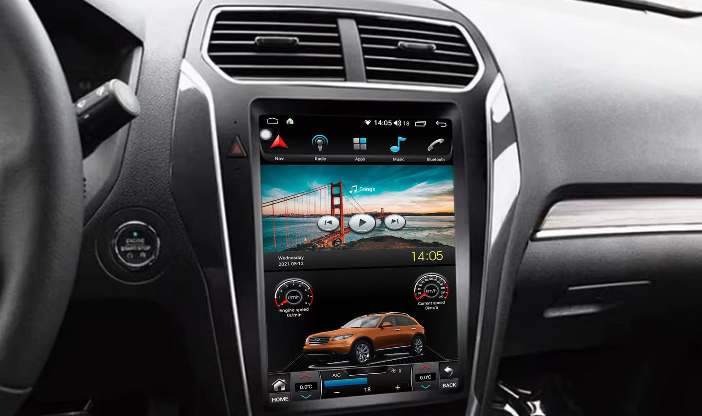 Ford Explorer 2011–2019 Android screen with integrated climate control interface