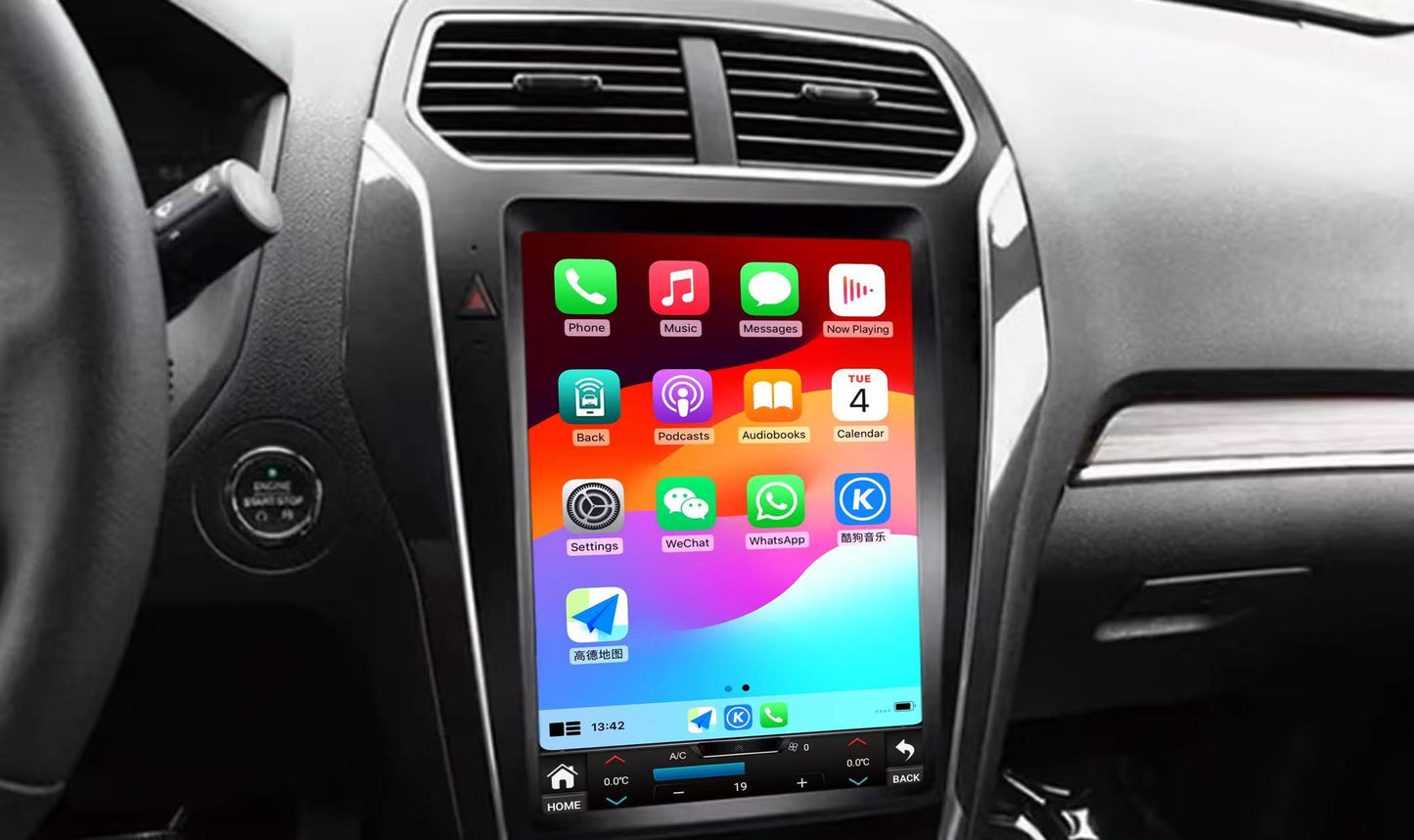 12.1-inch Android screen with wireless Apple CarPlay installed in Ford Explorer 2011–2019