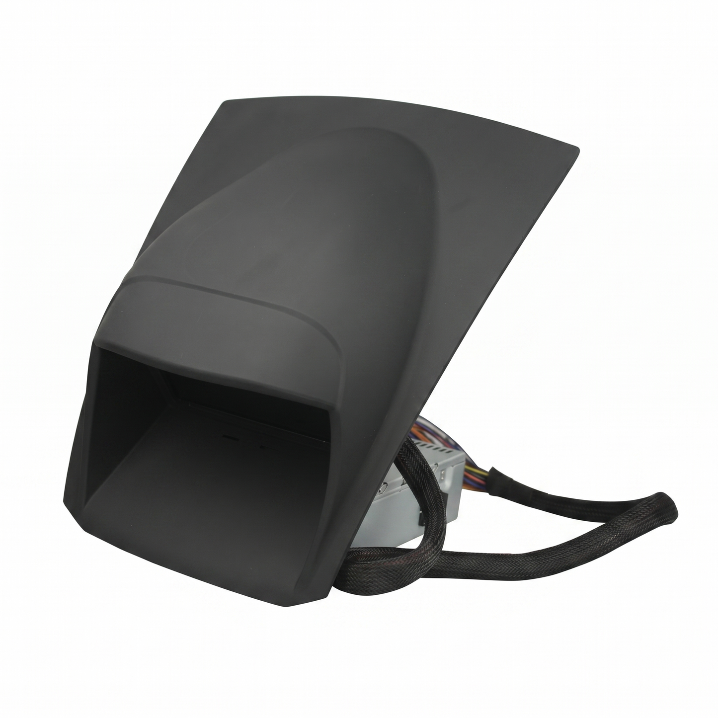 Side profile view of Ford Fiesta Android radio main housing and aluminum heat-sink chassis