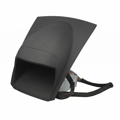 Side profile view of Ford Fiesta Android radio main housing and aluminum heat-sink chassis