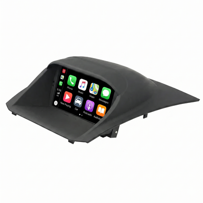 Ford Fiesta vertical style Android stereo displaying wireless Apple CarPlay interface menu