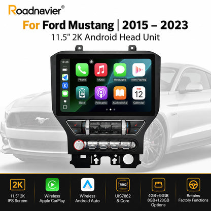 Ford Mustang 2015-2023 11.5-inch 2K Android head unit with wireless Apple CarPlay
