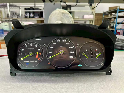 Honda Civic EK digital cluster with OEM-style black gauge display