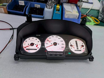 Honda Civic EK digital instrument cluster with white gauge display