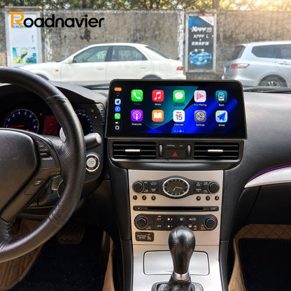 Roadnavier 12.3-inch Android screen installed in Infiniti G37 with wireless Apple CarPlay