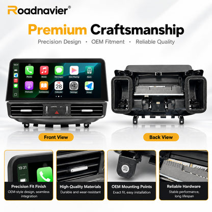 Roadnavier 12.3-inch Android screen for Infiniti G37 showing front and rear construction and premium craftsmanship