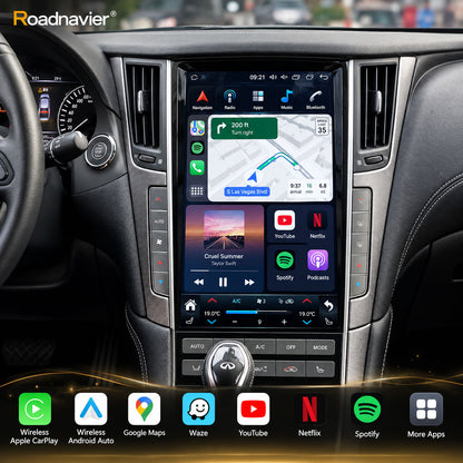 Infiniti Q50 Q60 12.1 inch Android screen with wireless CarPlay and daily apps